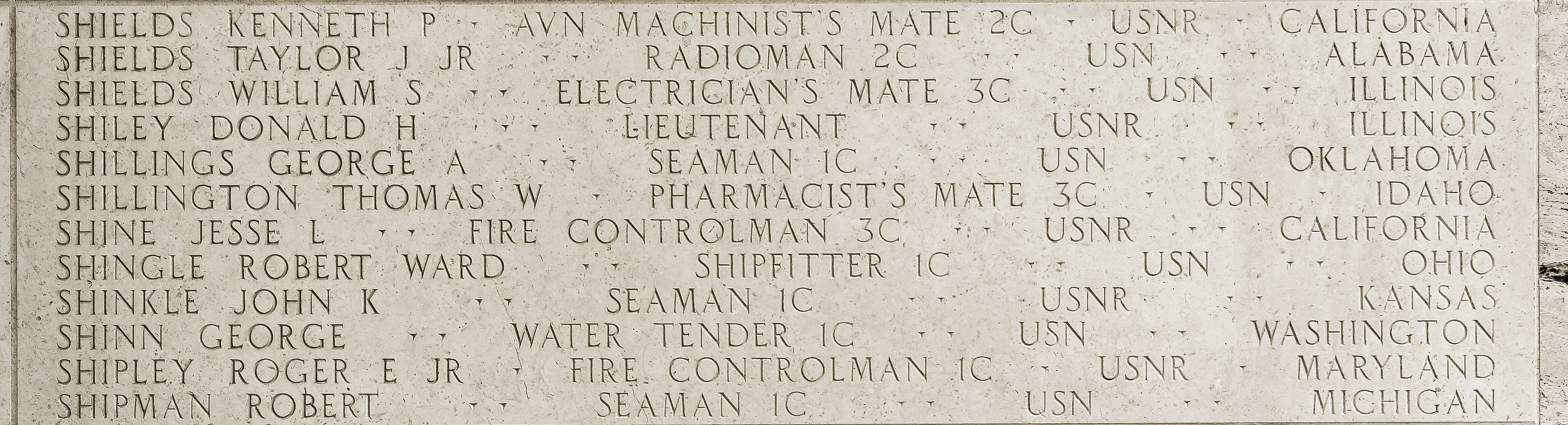 Thomas W. Shillington, Pharmacist's Mate Third Class